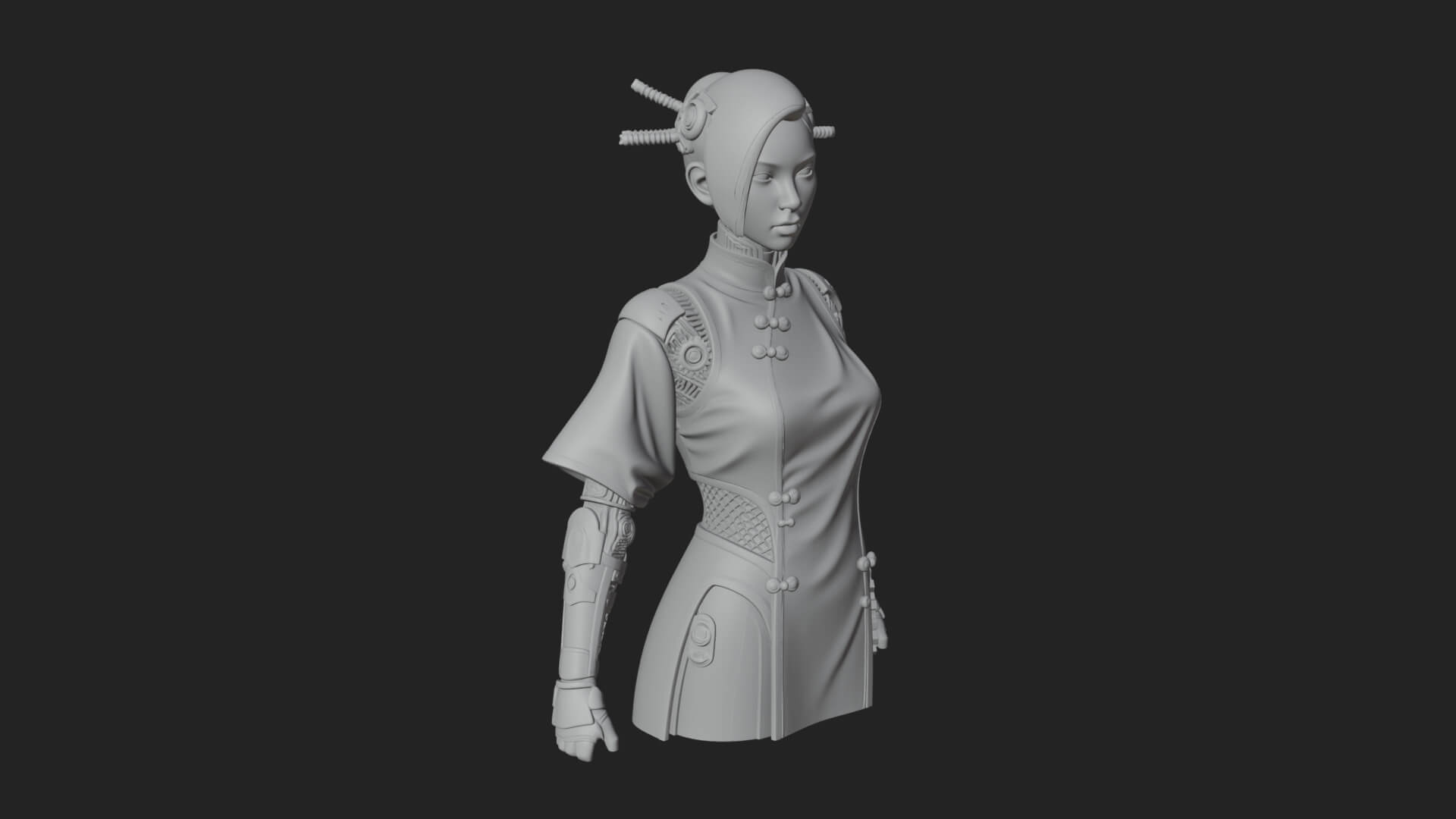 Steampunk Lady Bust Statue Design 17 3D Print Model 3D Model