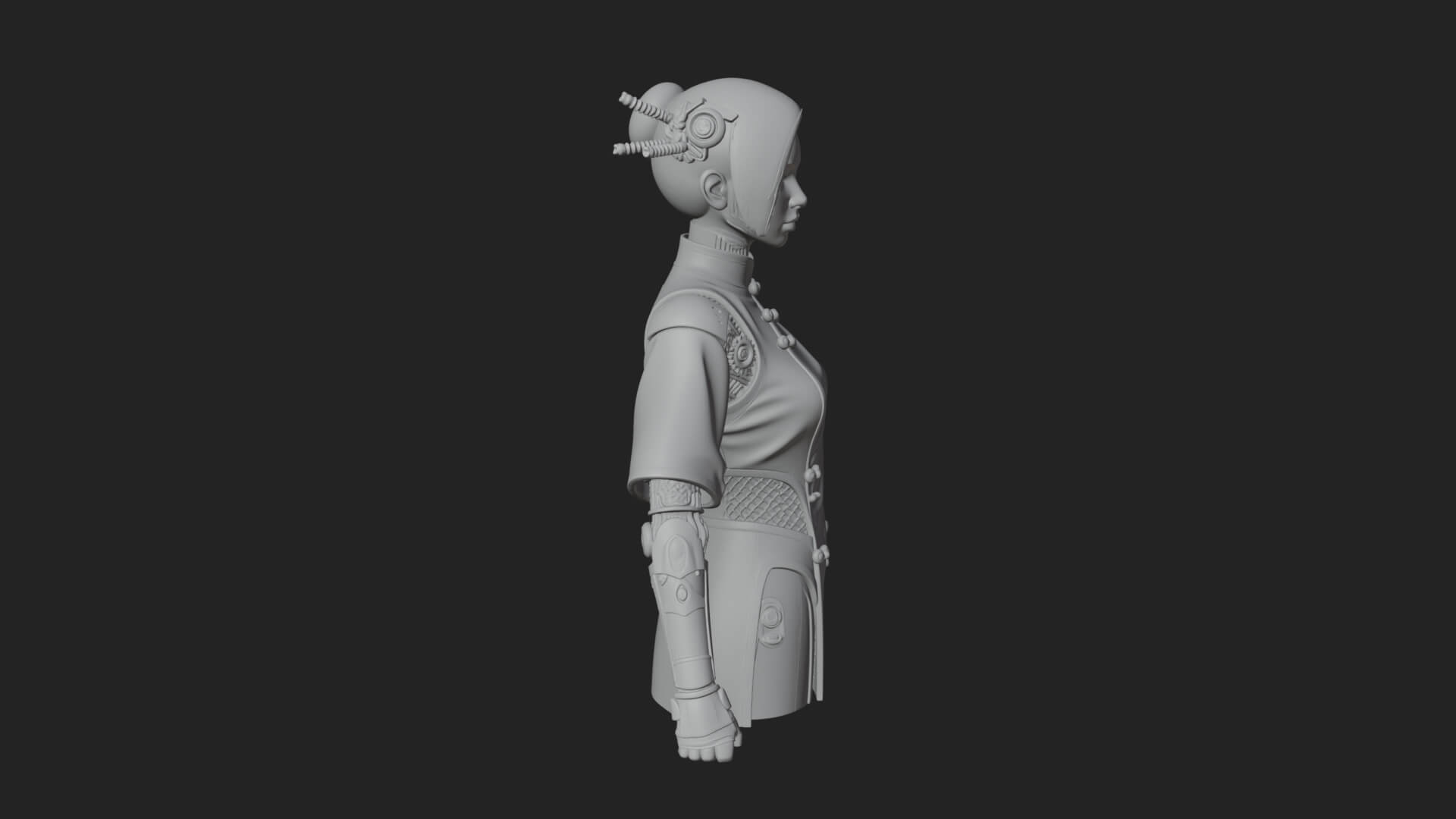 Steampunk Lady Bust Statue Design 17 3D Print Model 3D Model