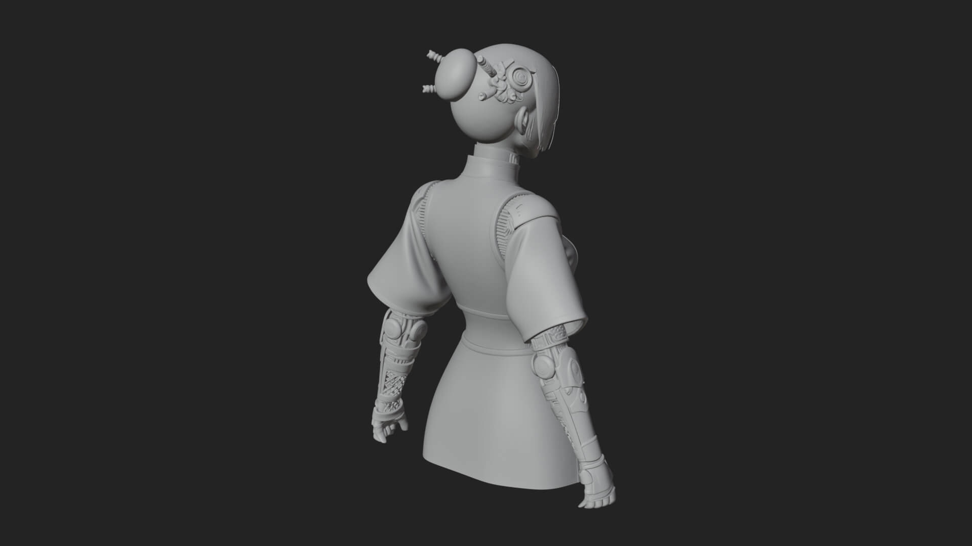 Steampunk Lady Bust Statue Design 17 3D Print Model 3D Model