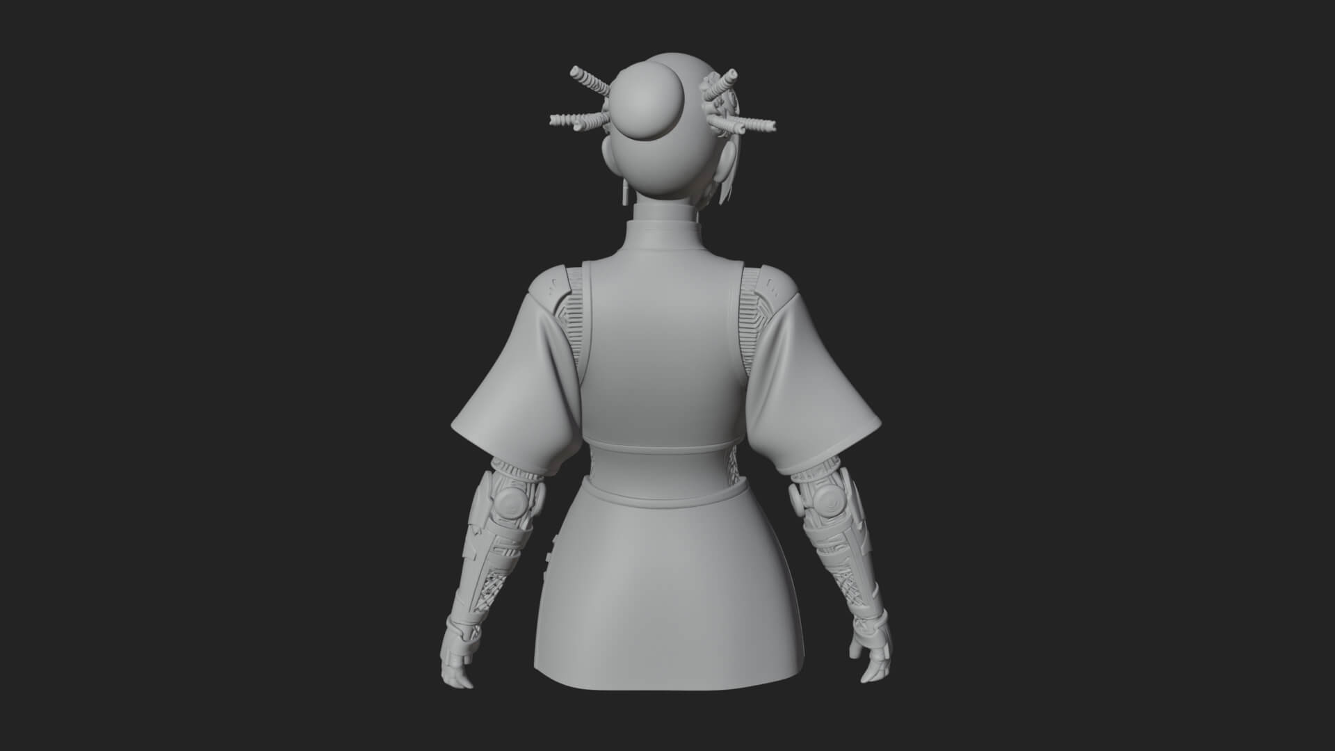 Steampunk Lady Bust Statue Design 17 3D Print Model 3D Model