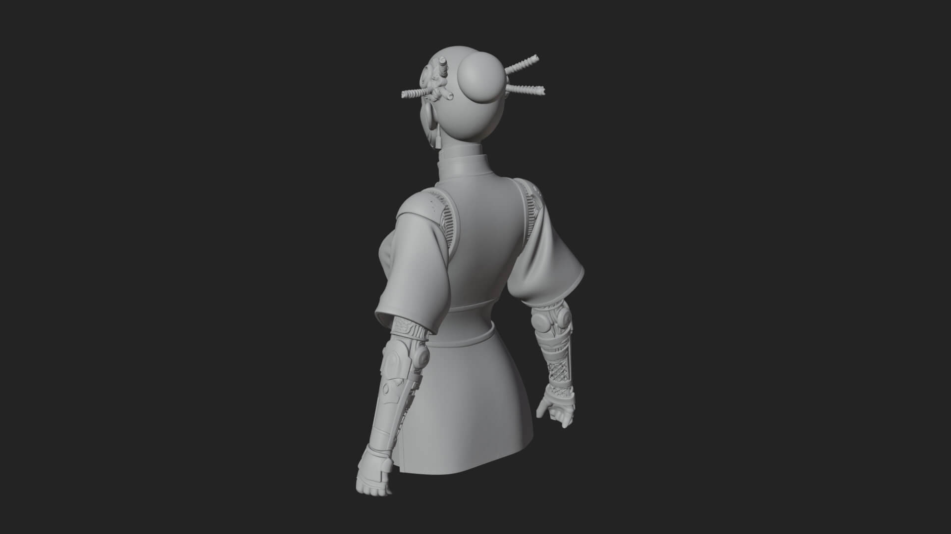 Steampunk Lady Bust Statue Design 17 3D Print Model 3D Model