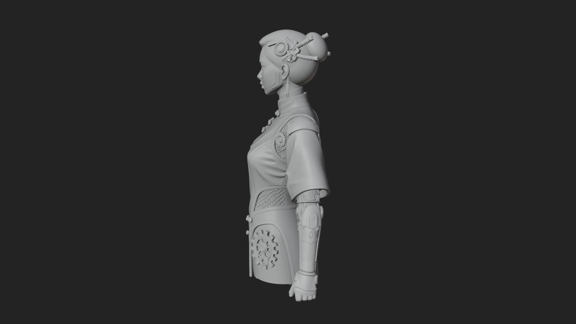 Steampunk Lady Bust Statue Design 17 3D Print Model 3D Model