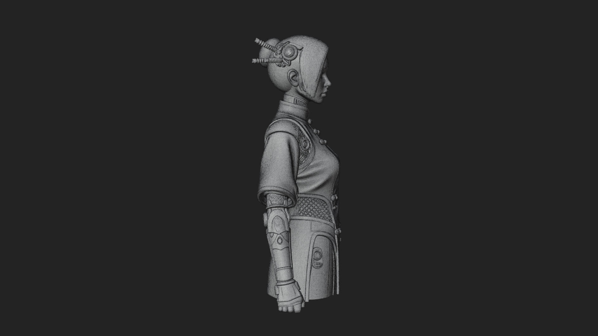 Steampunk Lady Bust Statue Design 17 3D Print Model 3D Model