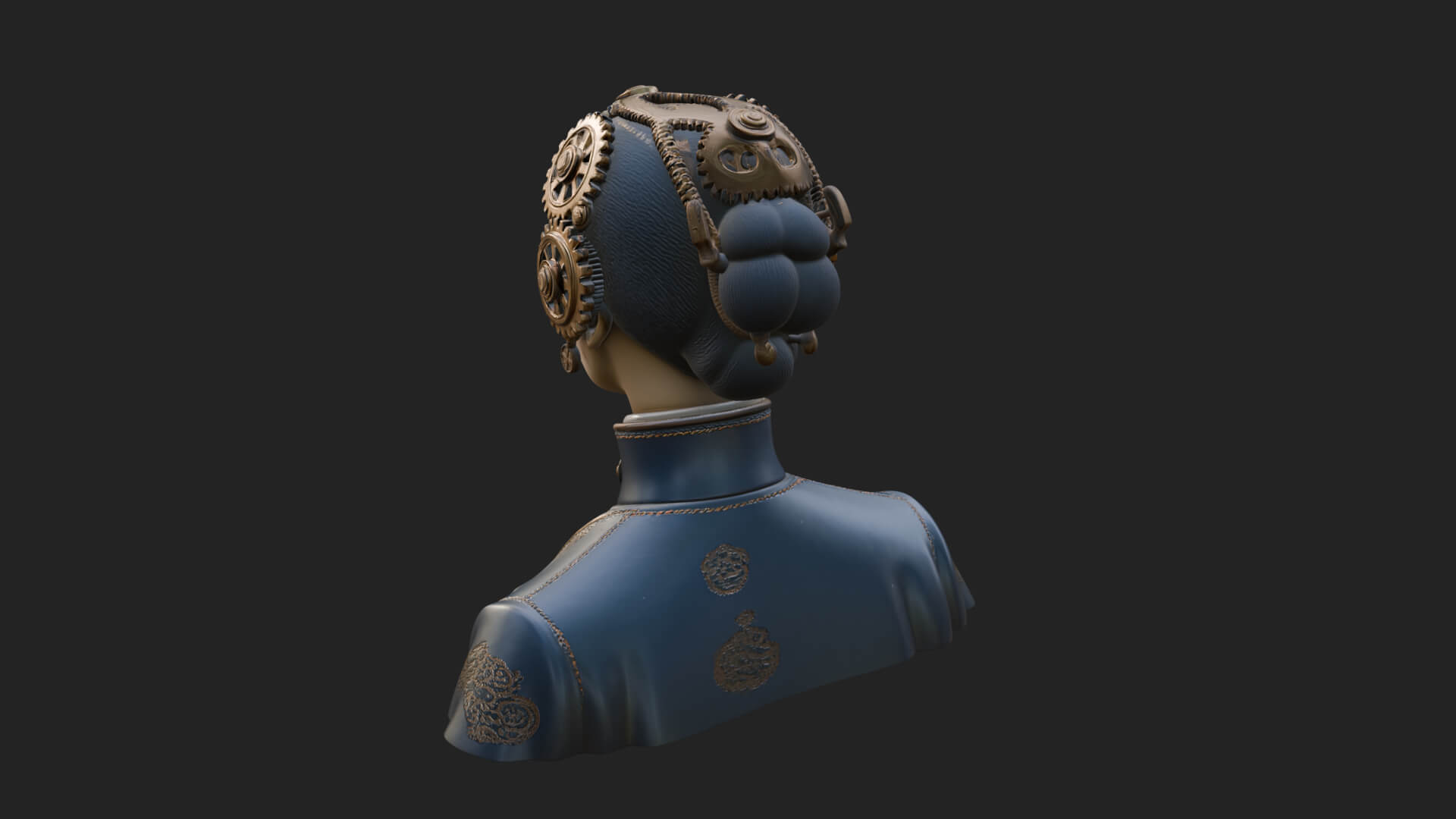 Steampunk Lady Bust Statue Design 2 3D Print Model 3D Model