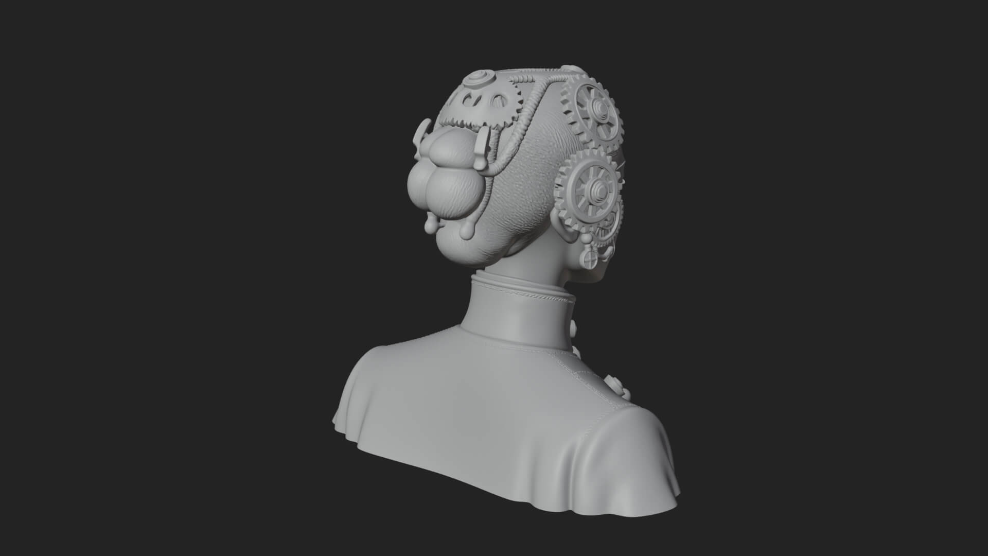 Steampunk Lady Bust Statue Design 2 3D Print Model 3D Model