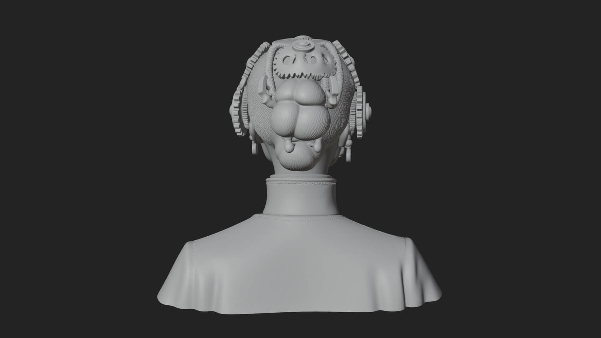 Steampunk Lady Bust Statue Design 2 3D Print Model 3D Model