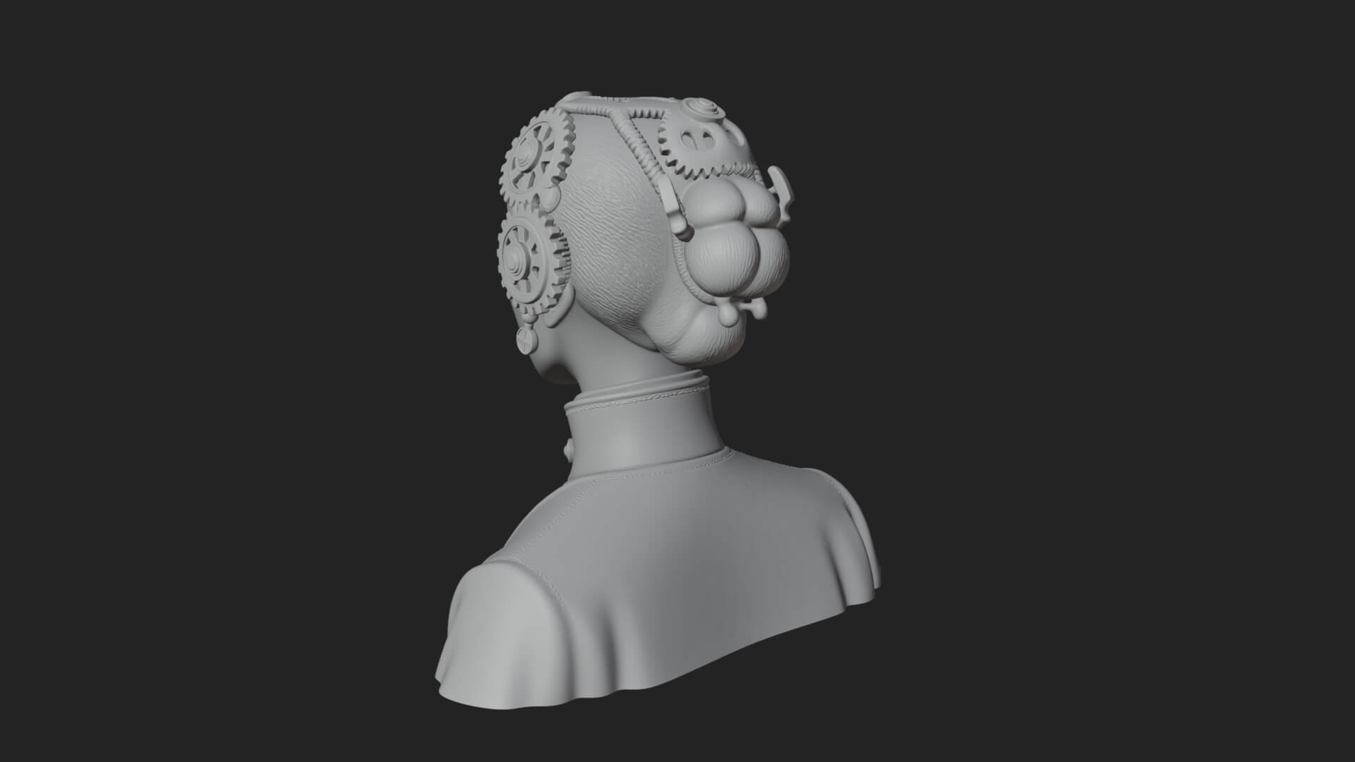 Steampunk Lady Bust Statue Design 2 3D Print Model 3D Model