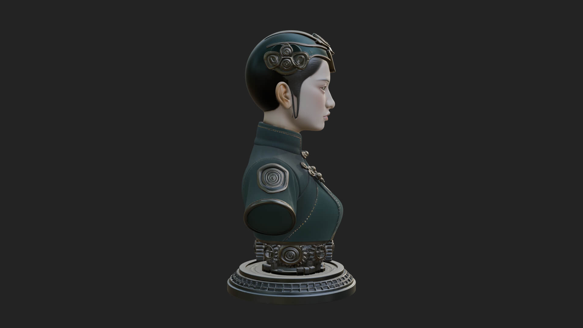 Steampunk Lady Bust Statue Design 3 3D Print Model 3D Model