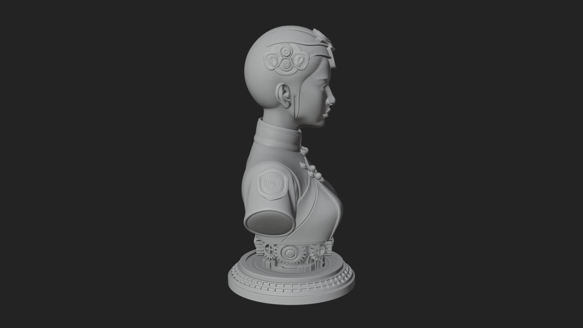 Steampunk Lady Bust Statue Design 3 3D Print Model 3D Model