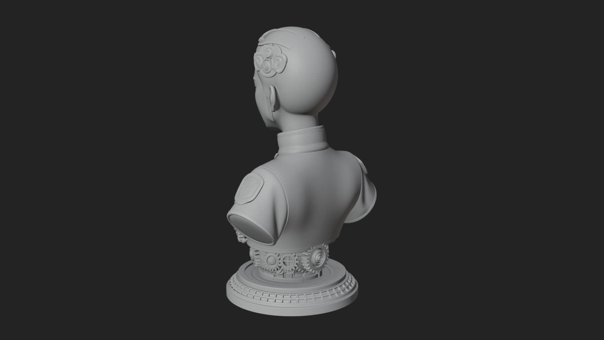 Steampunk Lady Bust Statue Design 3 3D Print Model 3D Model