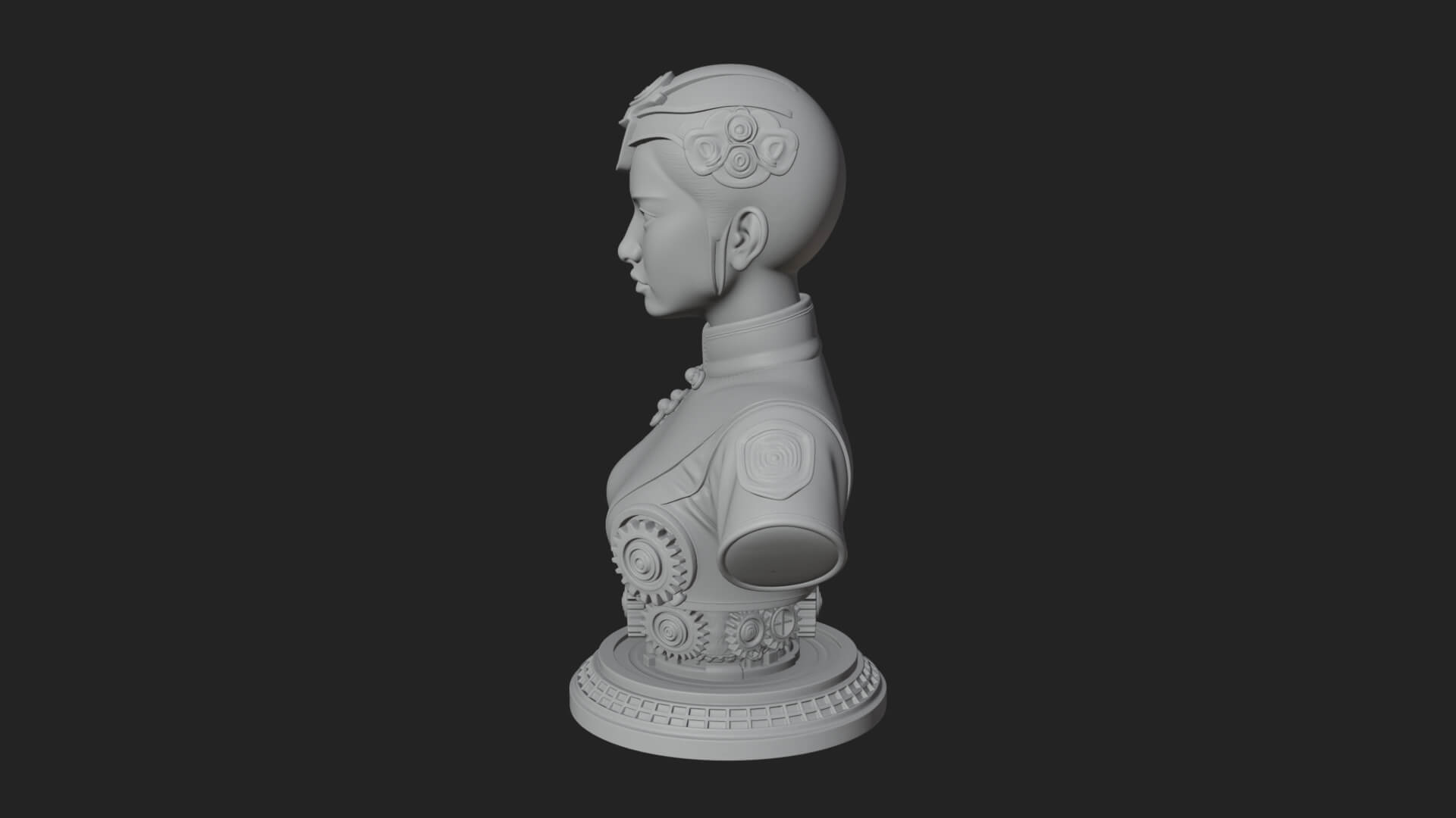 Steampunk Lady Bust Statue Design 3 3D Print Model 3D Model