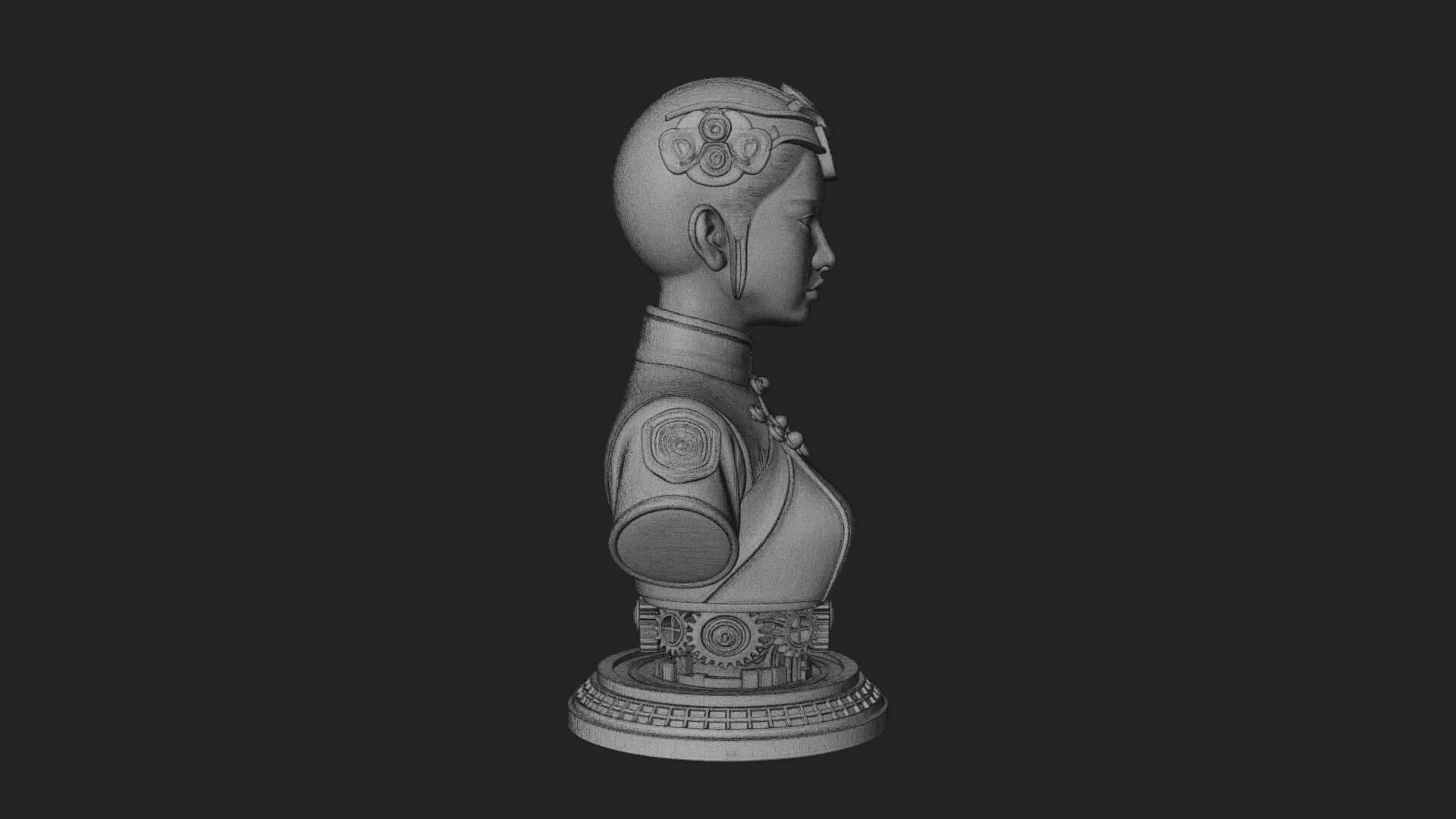 Steampunk Lady Bust Statue Design 3 3D Print Model 3D Model