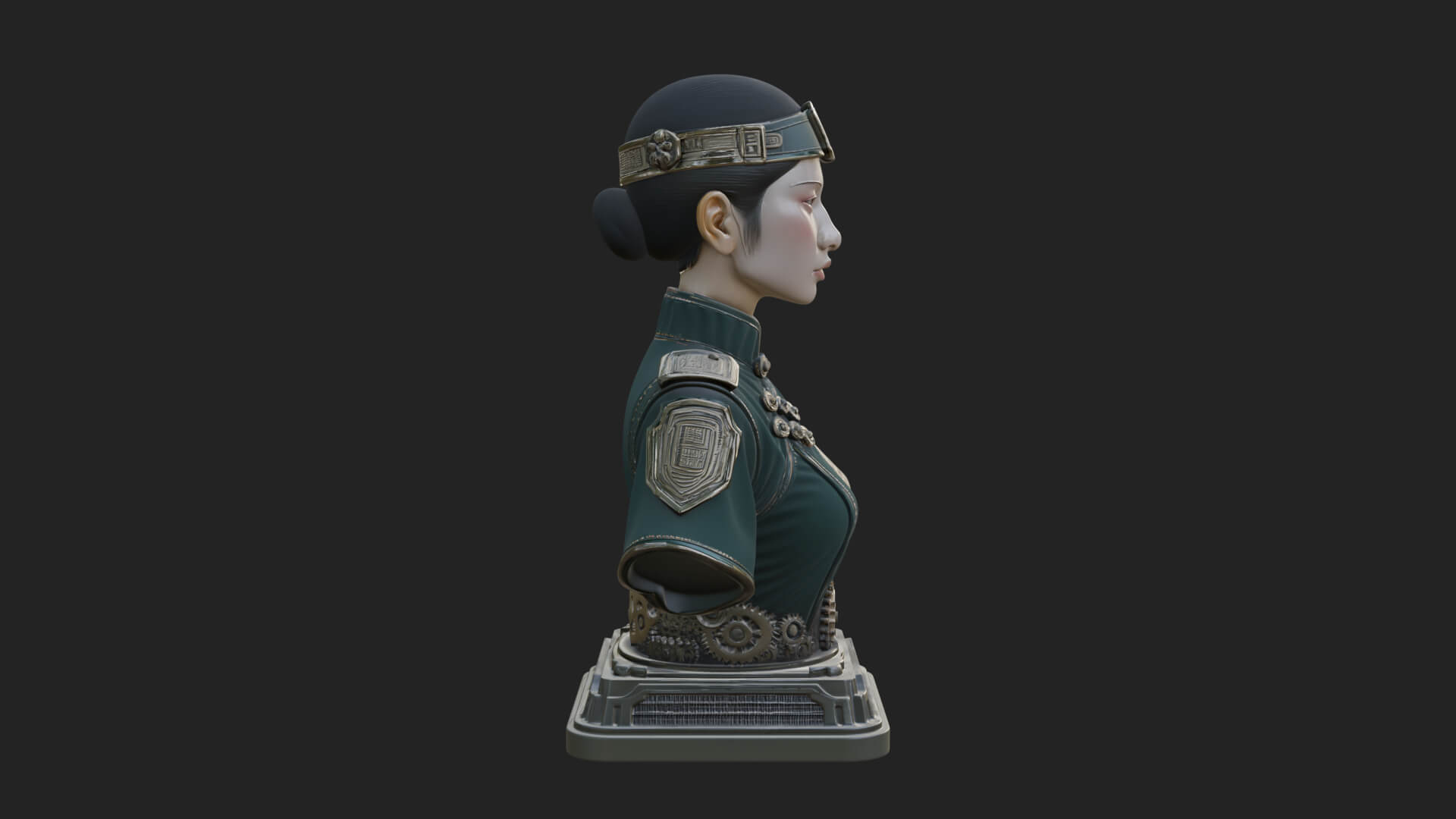 Steampunk Lady Bust Statue Design 4 3D Print Model 3D Model