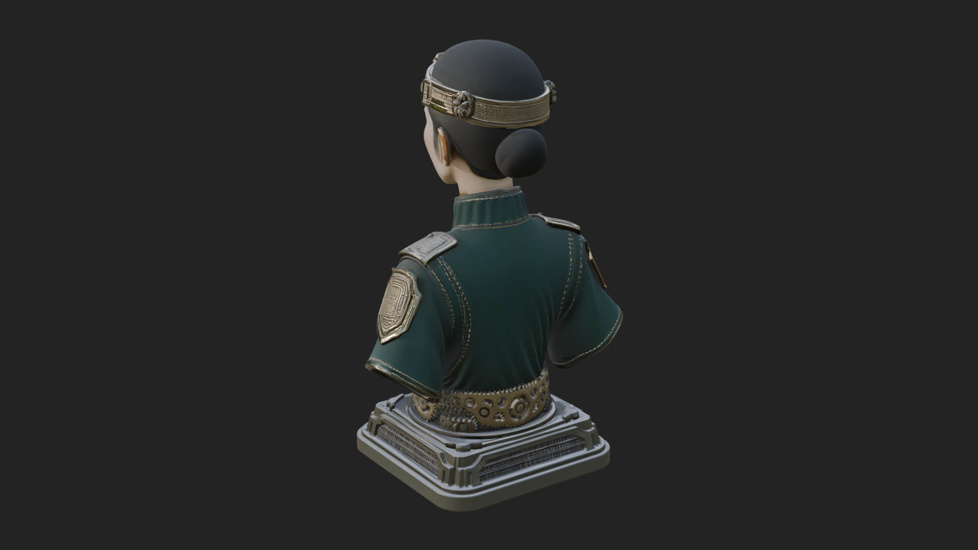 Steampunk Lady Bust Statue Design 4 3D Print Model 3D Model