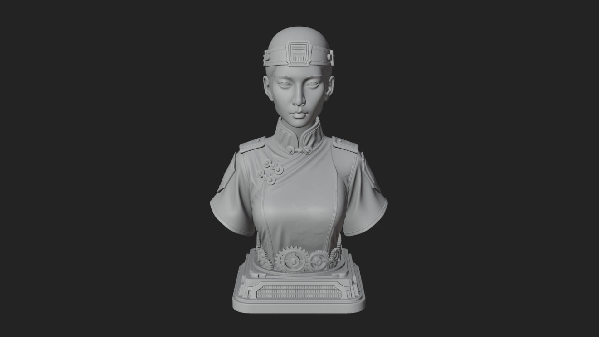 Steampunk Lady Bust Statue Design 4 3D Print Model 3D Model