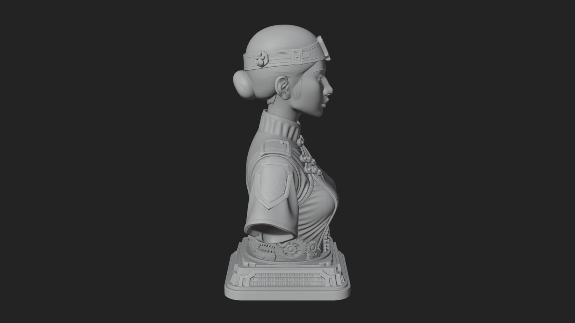 Steampunk Lady Bust Statue Design 4 3D Print Model 3D Model