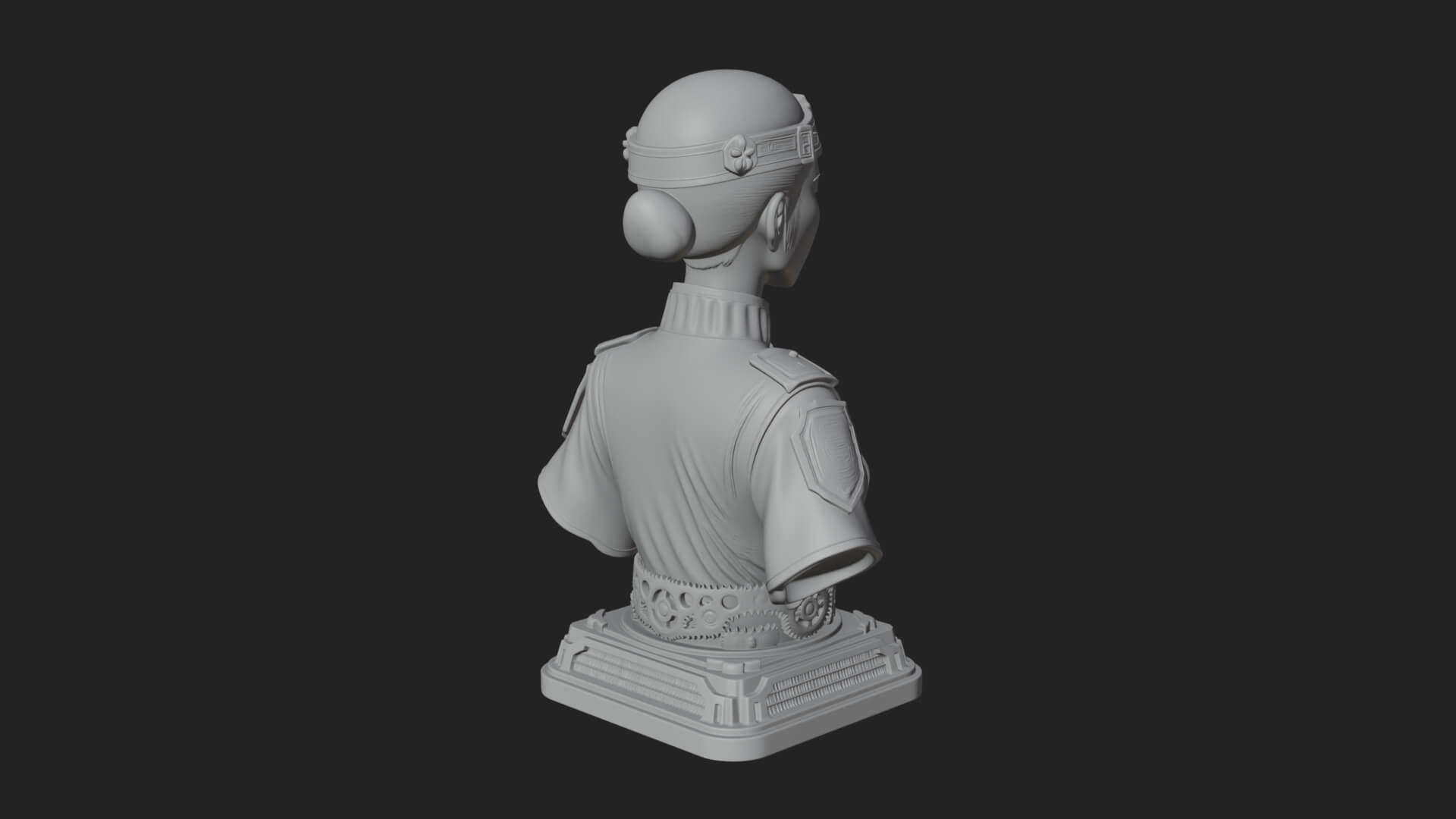 Steampunk Lady Bust Statue Design 4 3D Print Model 3D Model