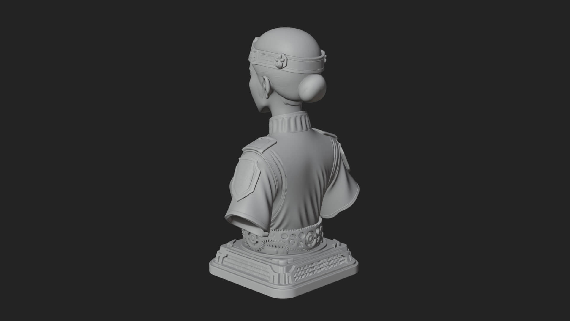 Steampunk Lady Bust Statue Design 4 3D Print Model 3D Model