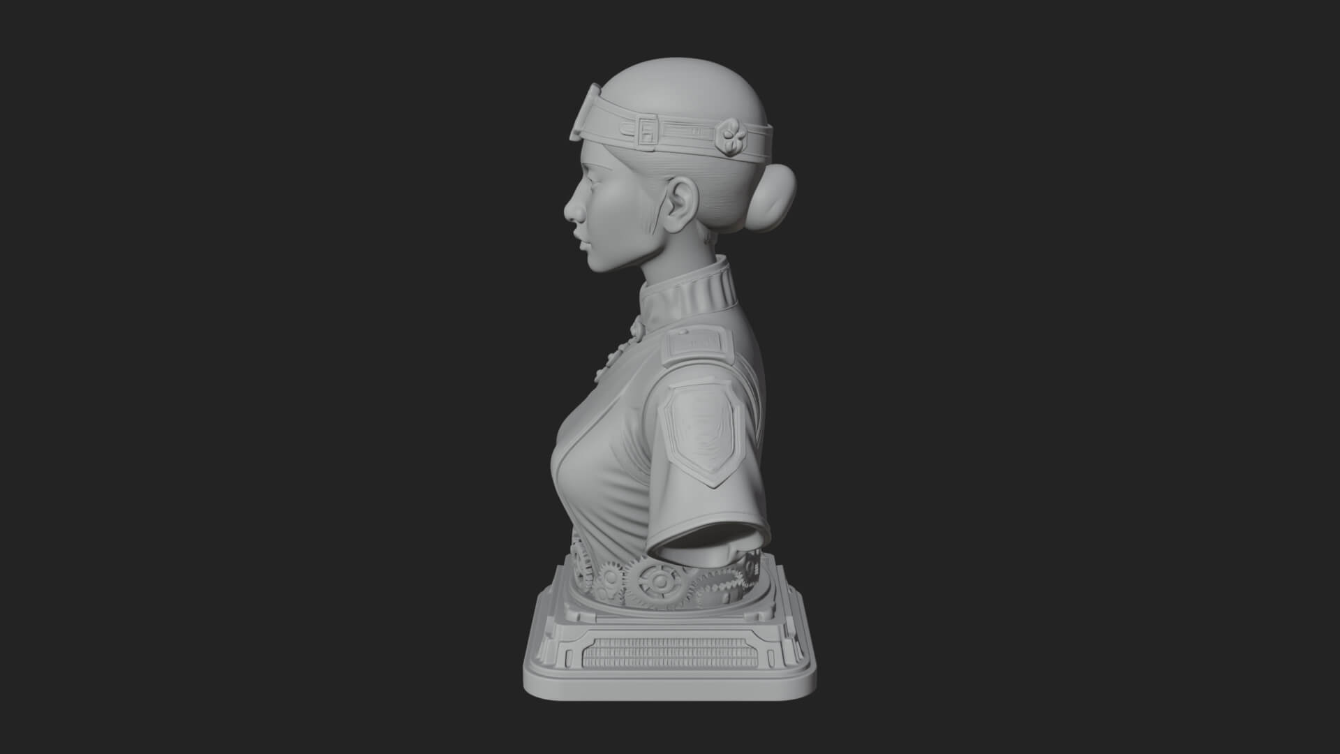 Steampunk Lady Bust Statue Design 4 3D Print Model 3D Model
