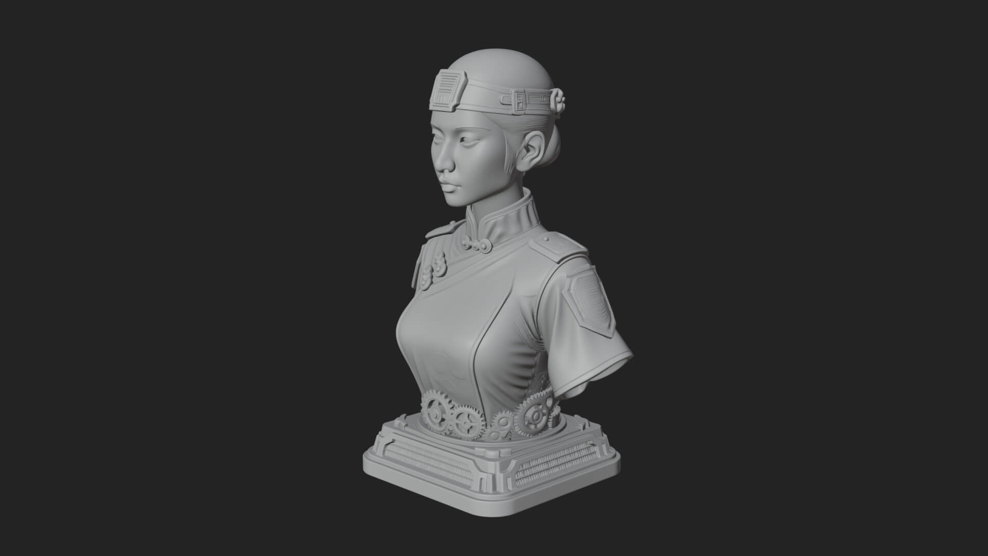 Steampunk Lady Bust Statue Design 4 3D Print Model 3D Model