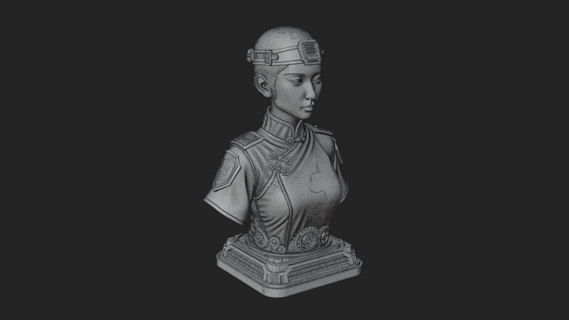 Steampunk Lady Bust Statue Design 4 3D Print Model 3D Model