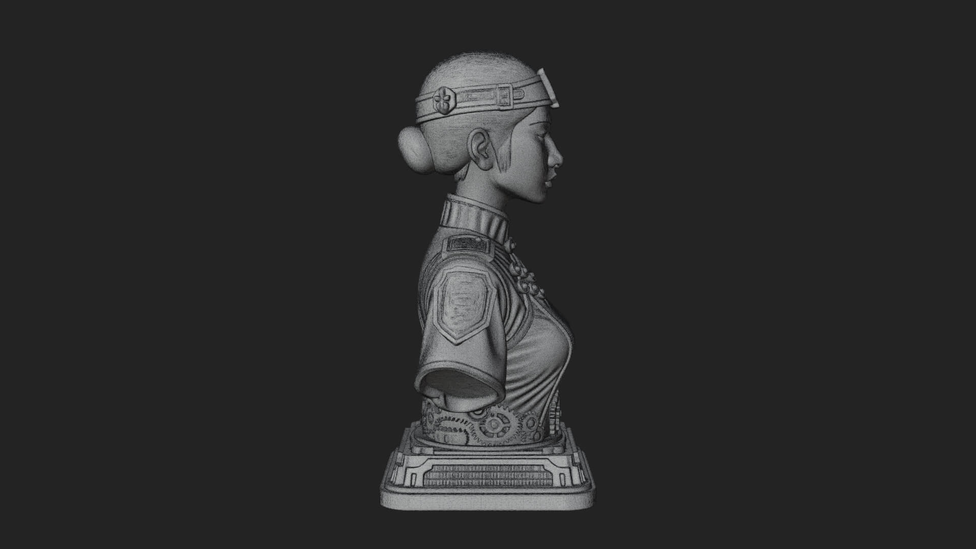 Steampunk Lady Bust Statue Design 4 3D Print Model 3D Model