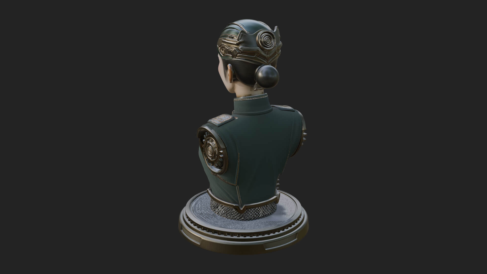 Steampunk Lady Bust Statue Design 5 3D Print Model 3D Model