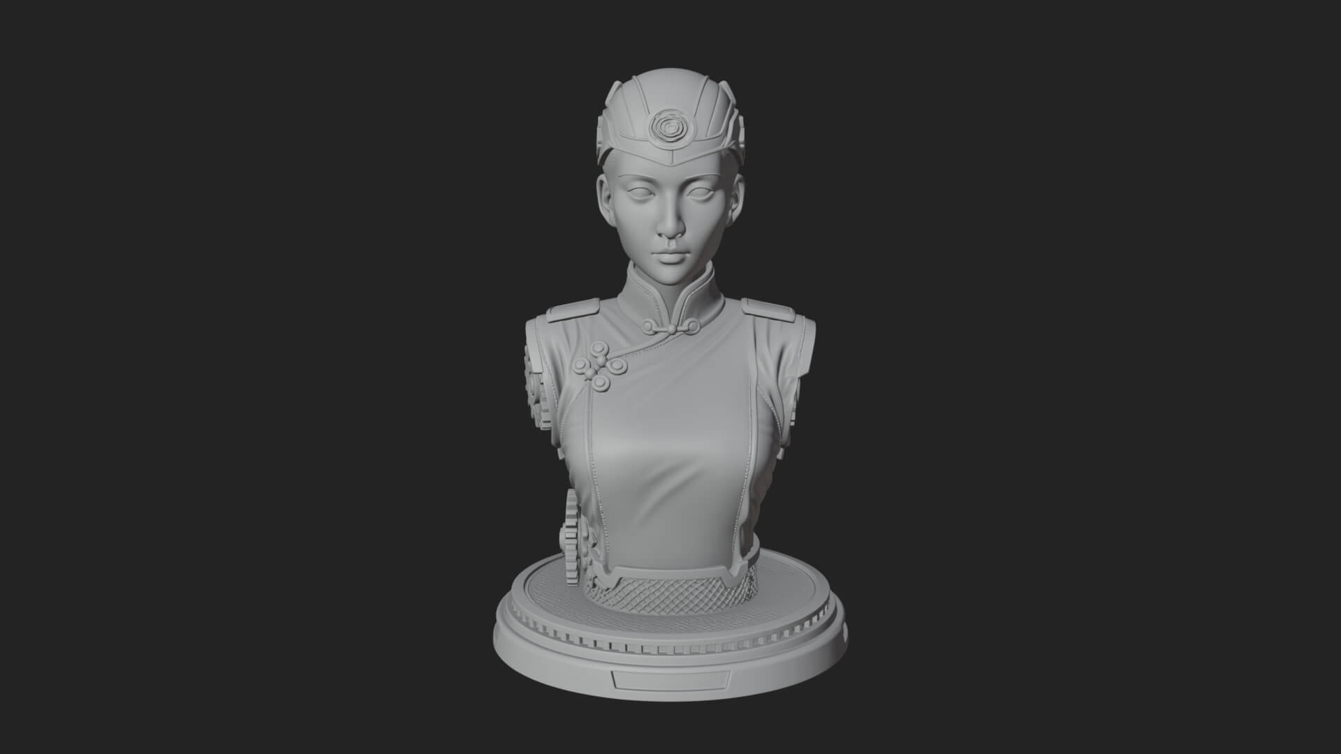 Steampunk Lady Bust Statue Design 5 3D Print Model 3D Model
