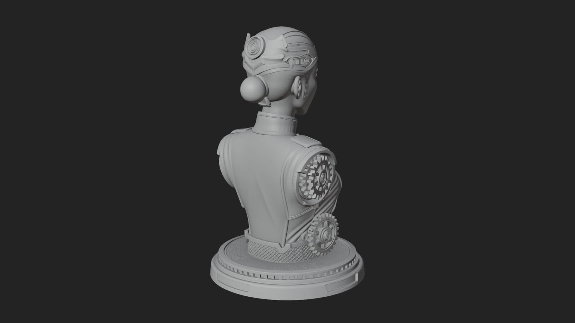 Steampunk Lady Bust Statue Design 5 3D Print Model 3D Model