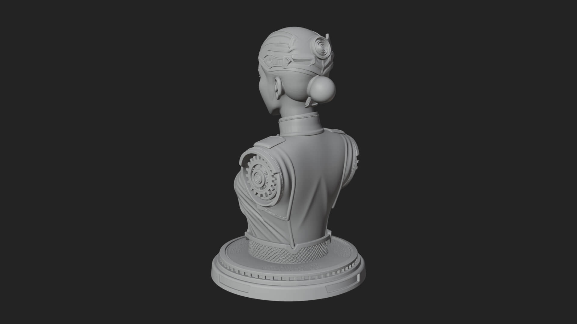 Steampunk Lady Bust Statue Design 5 3D Print Model 3D Model
