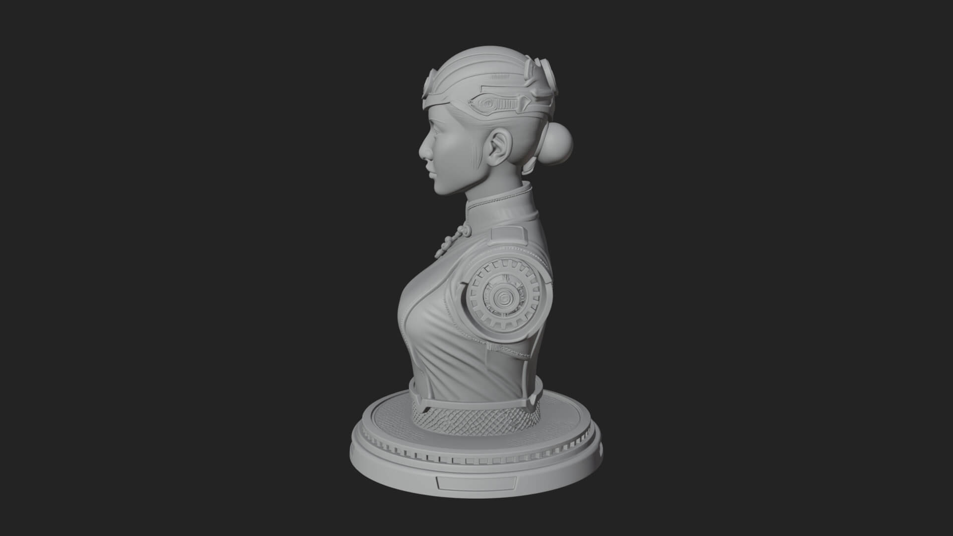 Steampunk Lady Bust Statue Design 5 3D Print Model 3D Model