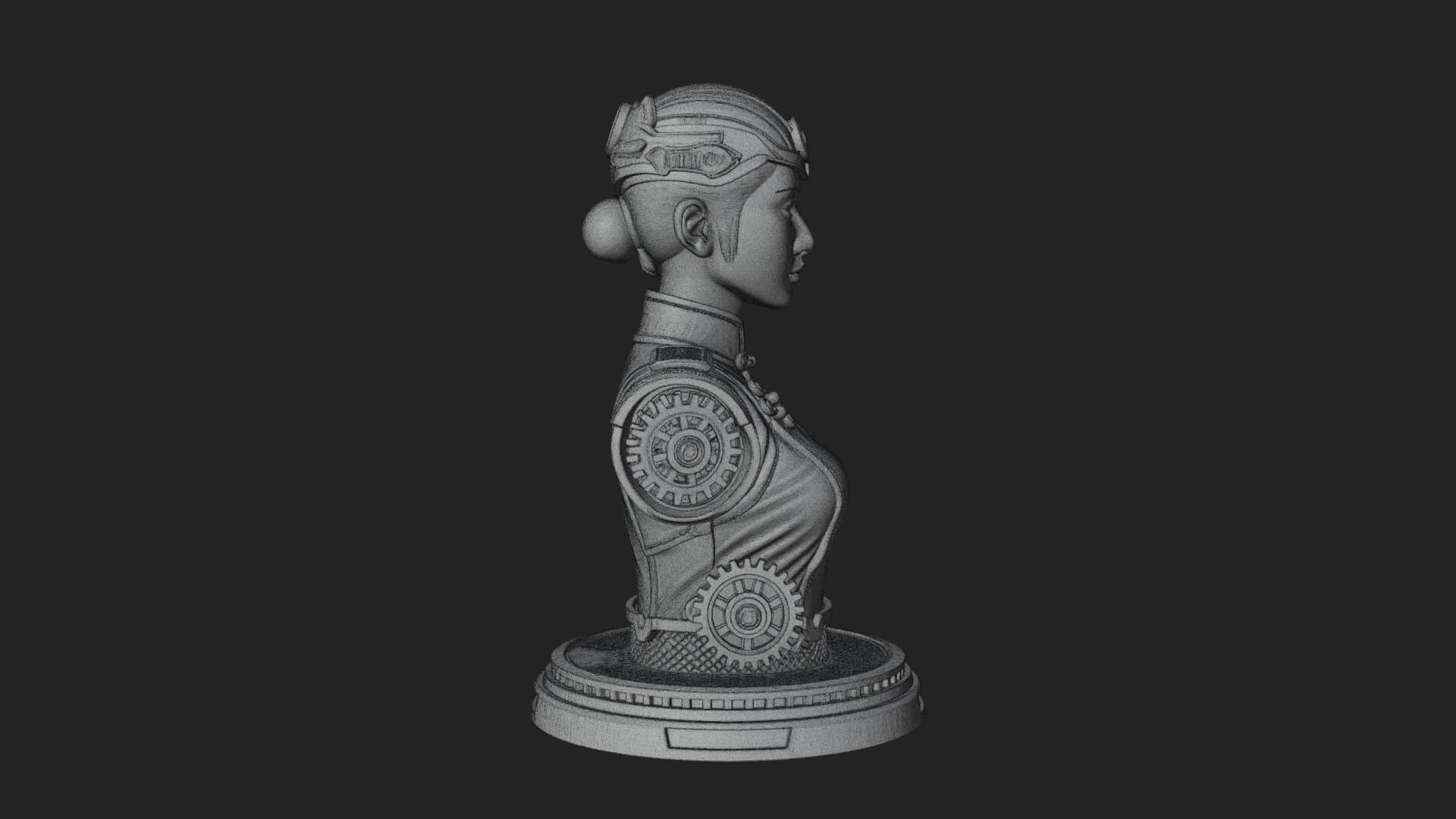 Steampunk Lady Bust Statue Design 5 3D Print Model 3D Model