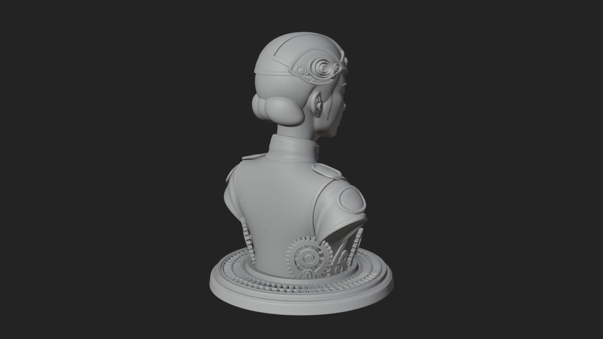 Steampunk Lady Bust Statue Design 6 3D Print Model 3D Model