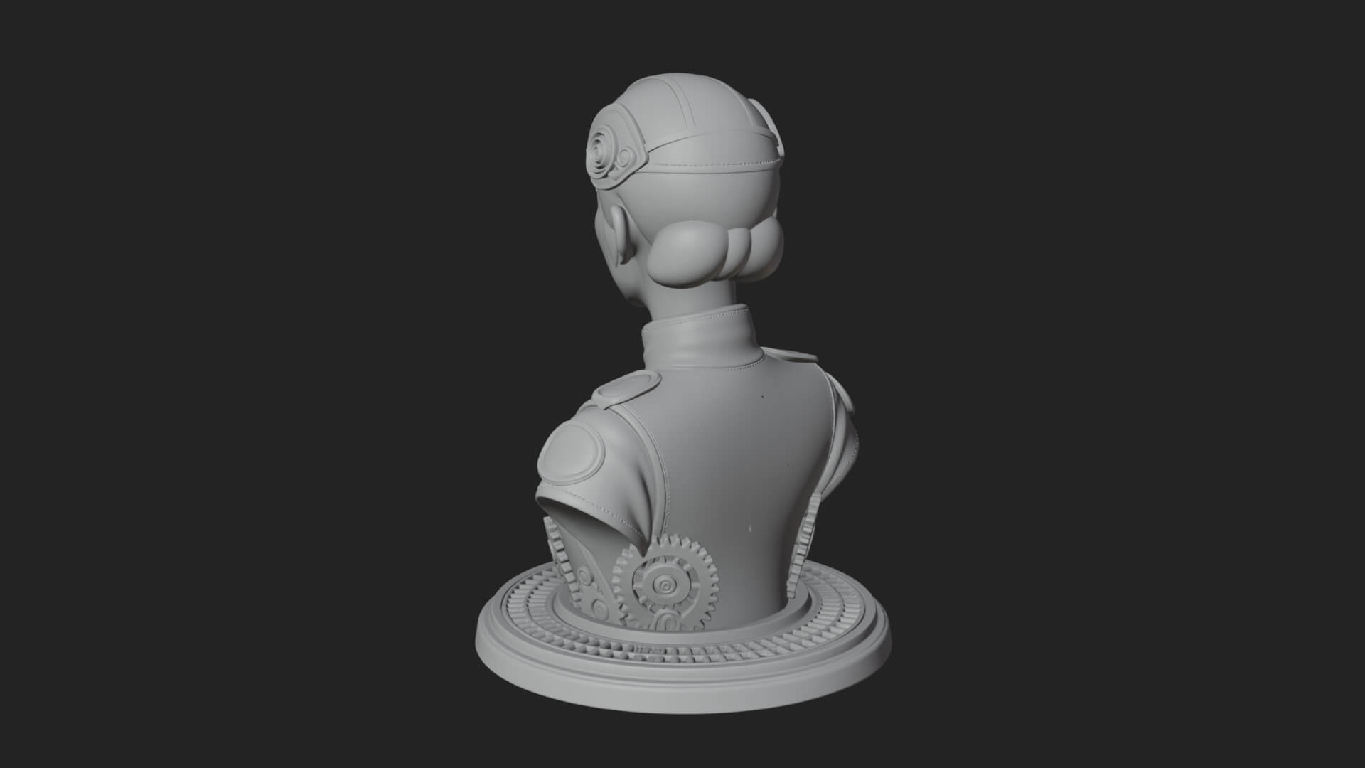 Steampunk Lady Bust Statue Design 6 3D Print Model 3D Model