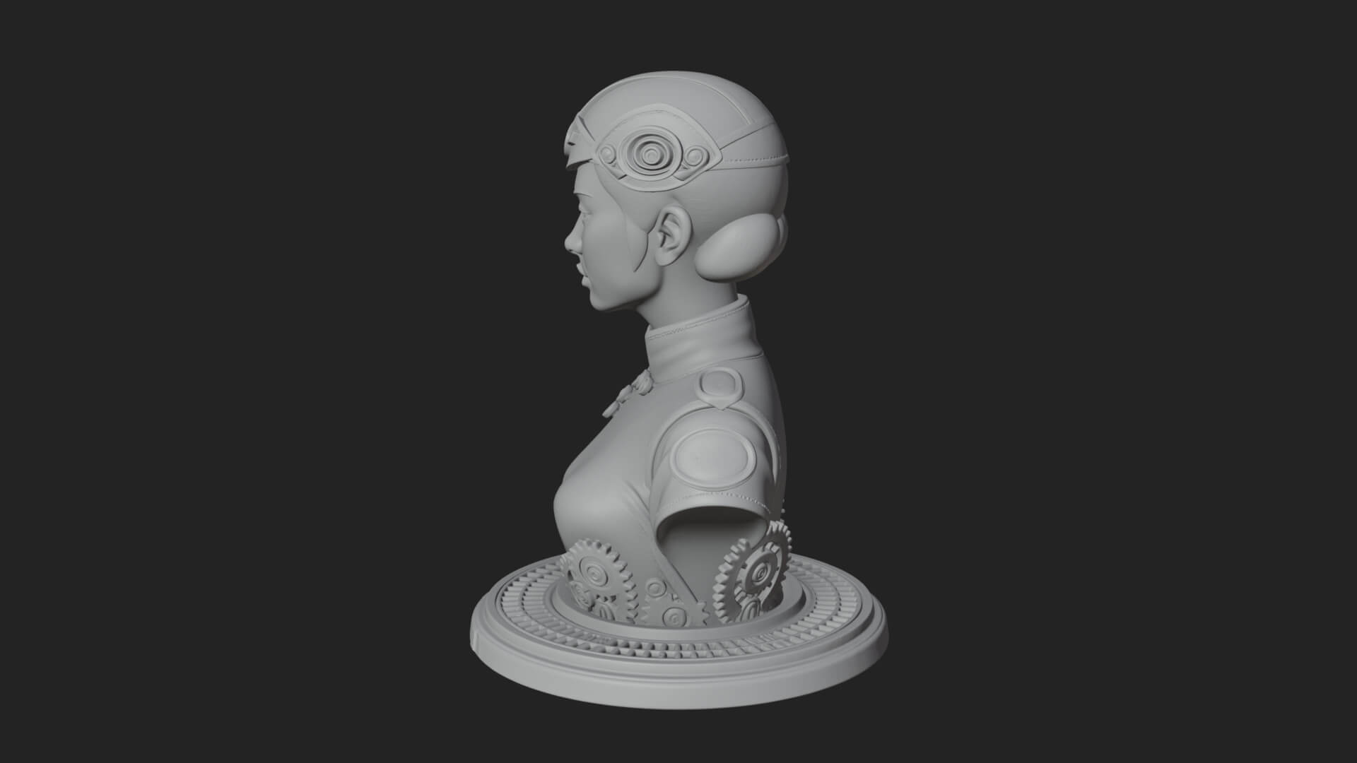 Steampunk Lady Bust Statue Design 6 3D Print Model 3D Model