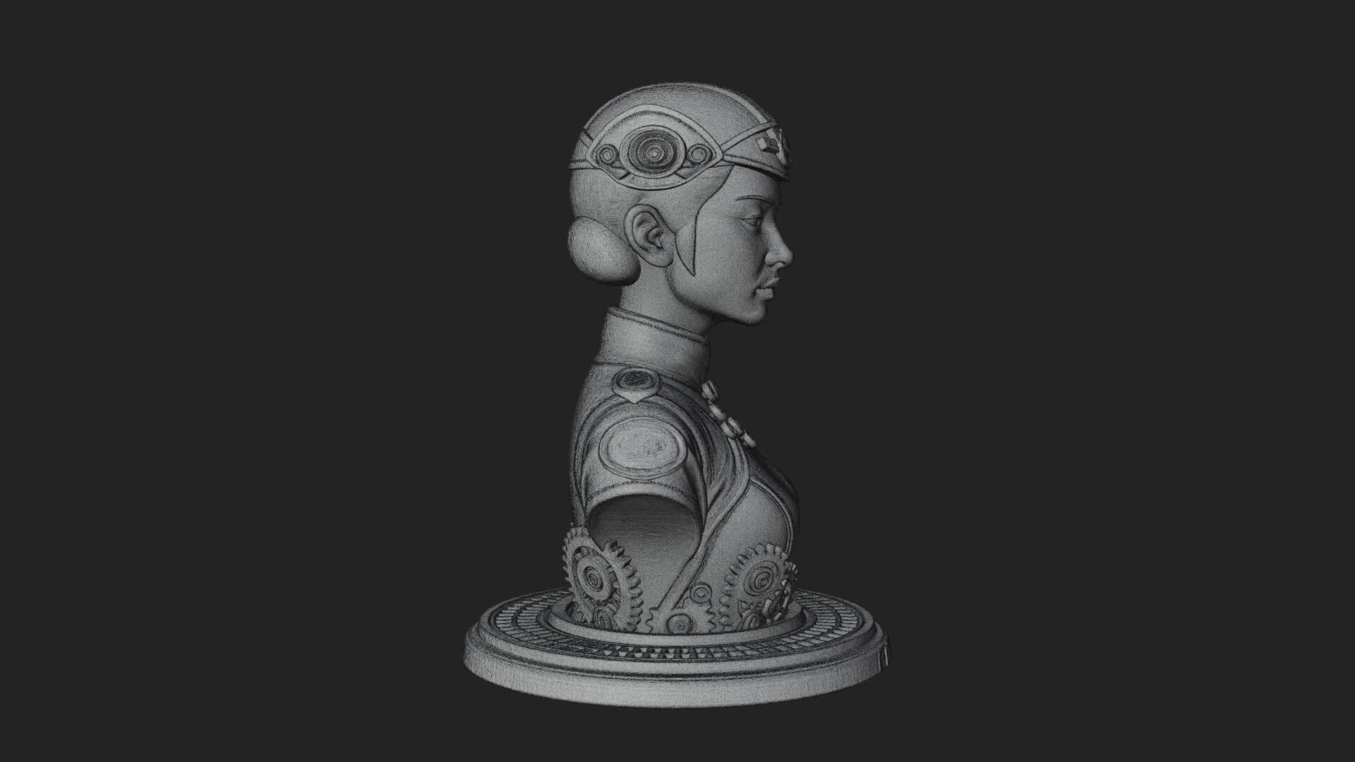 Steampunk Lady Bust Statue Design 6 3D Print Model 3D Model