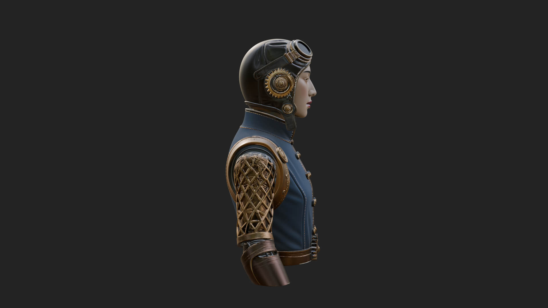 Steampunk Lady Bust Statue Design 7 3D Print Model 3D Model
