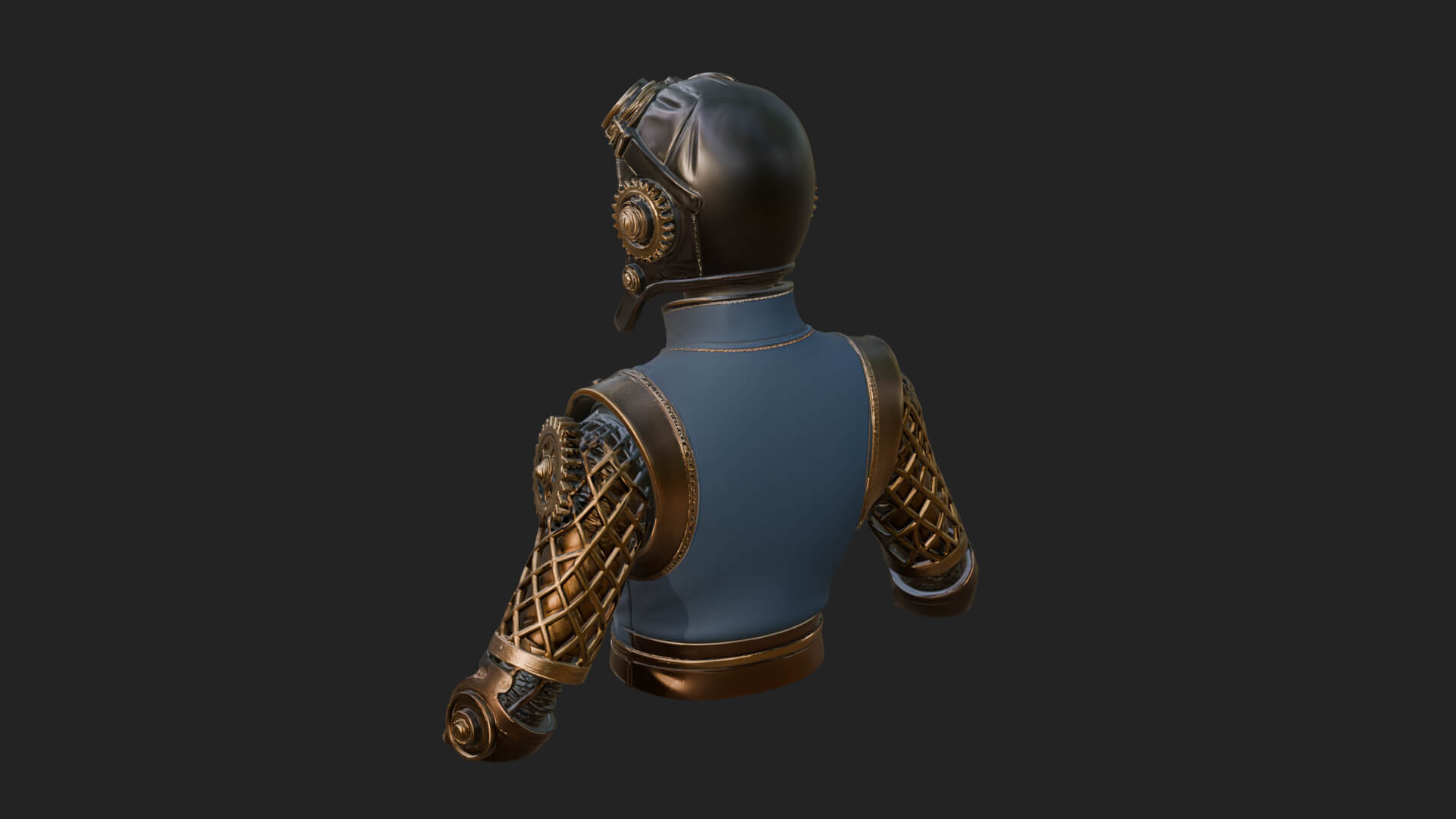 Steampunk Lady Bust Statue Design 7 3D Print Model 3D Model