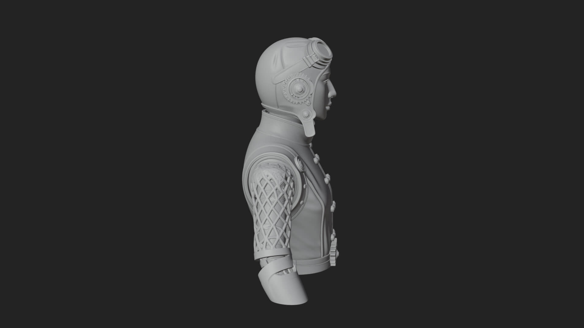 Steampunk Lady Bust Statue Design 7 3D Print Model 3D Model