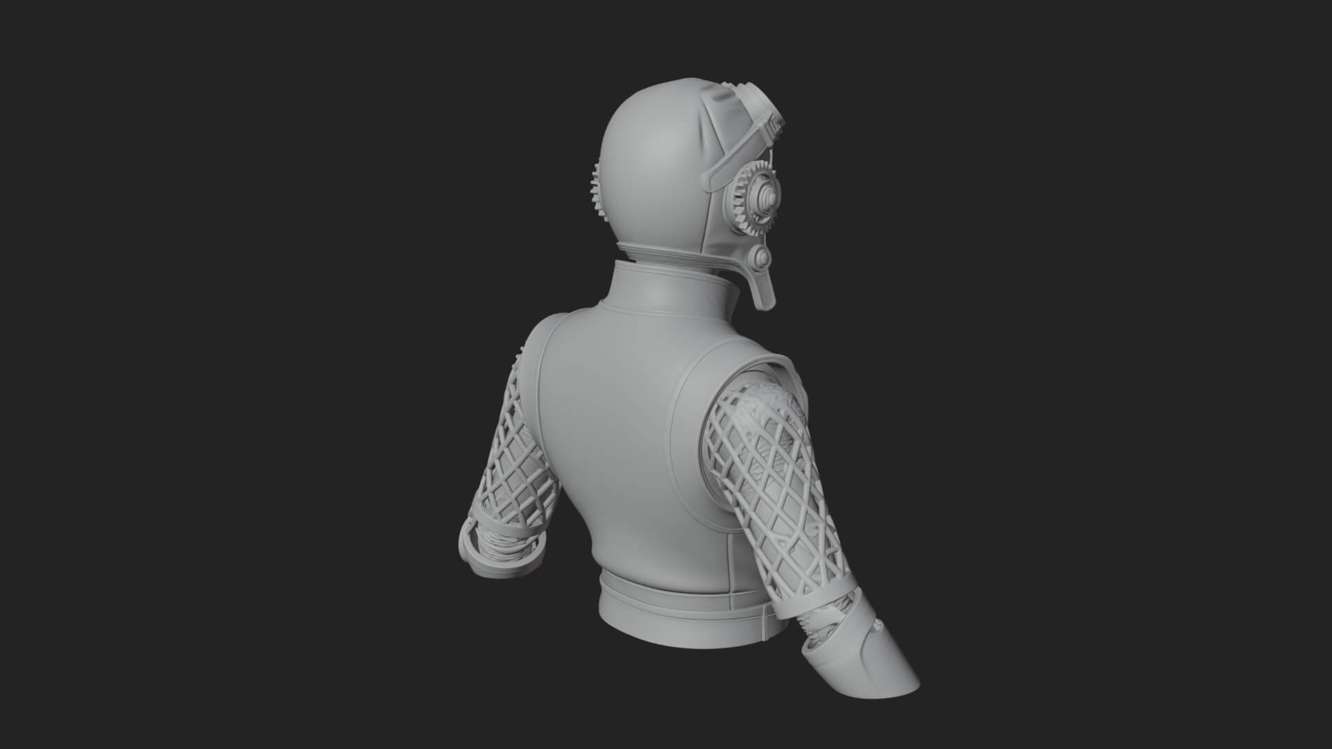 Steampunk Lady Bust Statue Design 7 3D Print Model 3D Model