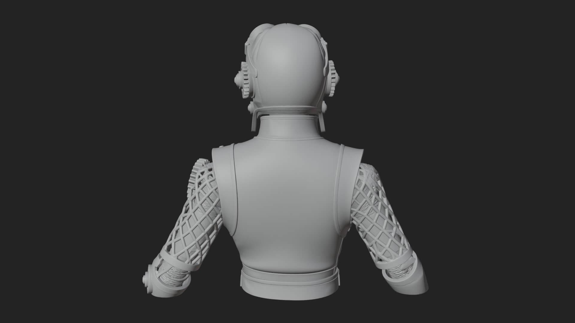 Steampunk Lady Bust Statue Design 7 3D Print Model 3D Model