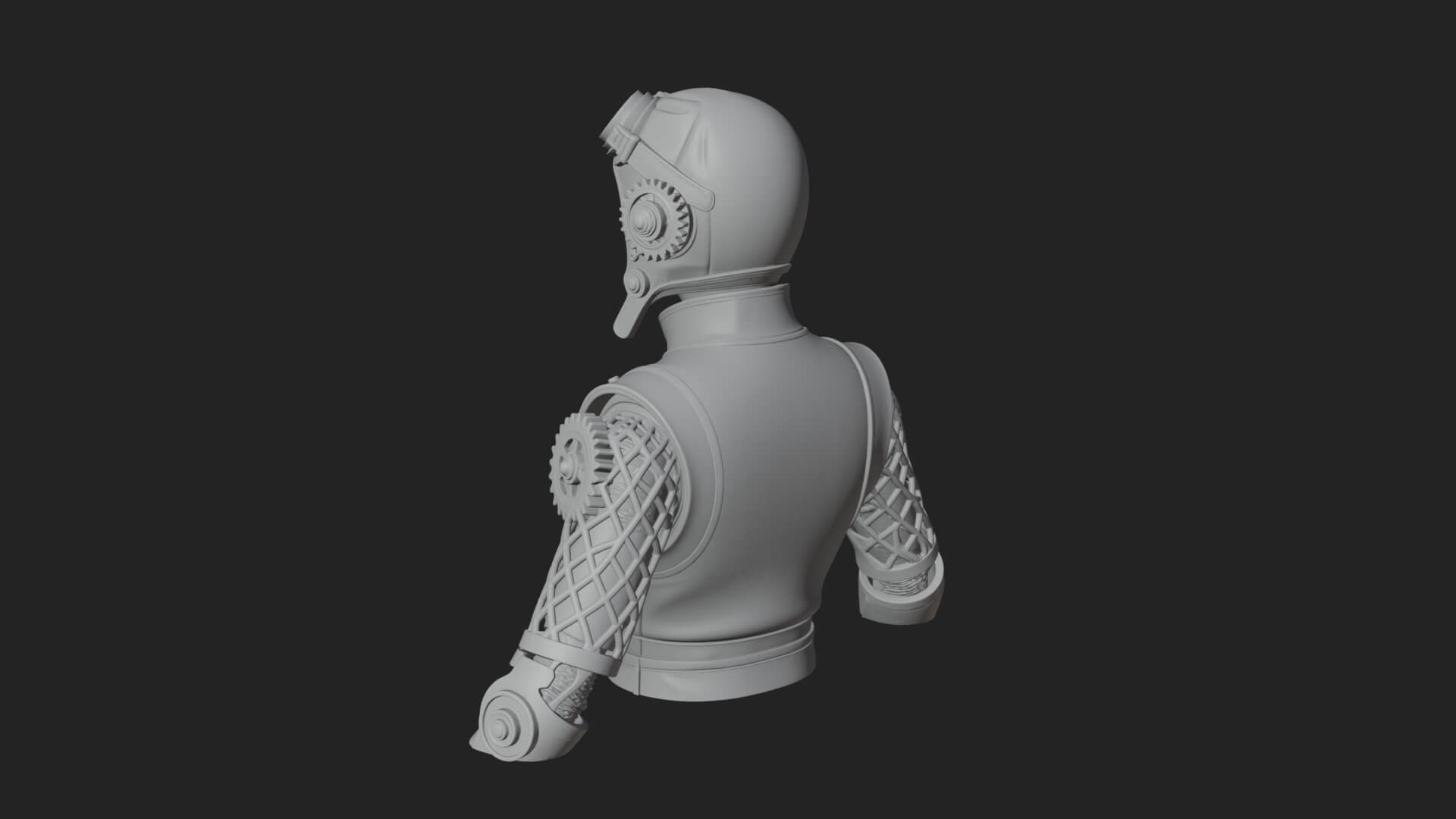 Steampunk Lady Bust Statue Design 7 3D Print Model 3D Model