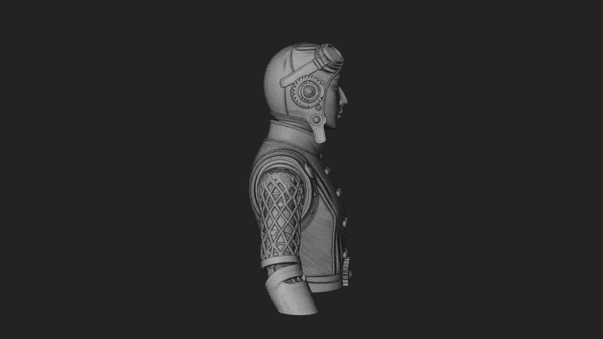 Steampunk Lady Bust Statue Design 7 3D Print Model 3D Model