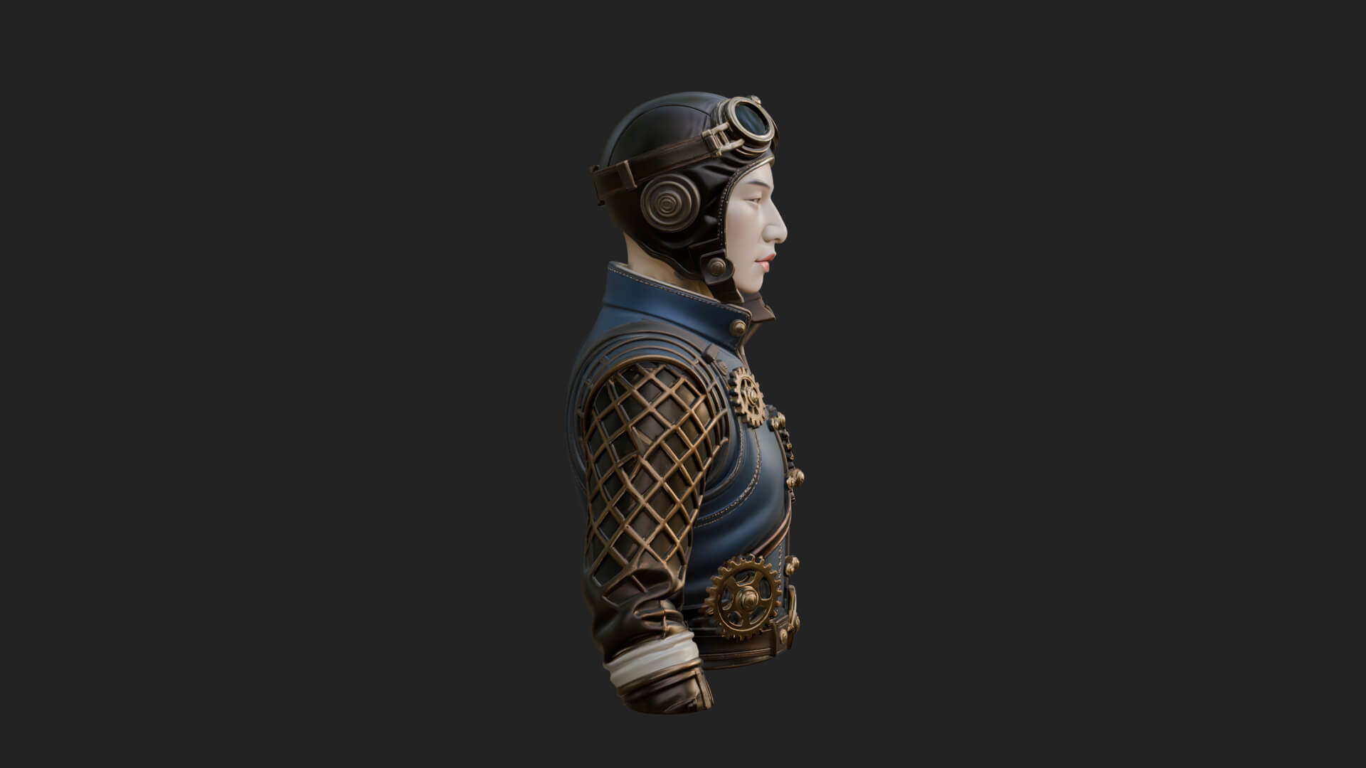 Steampunk Lady Bust Statue Design 8 3D Print Model 3D Model