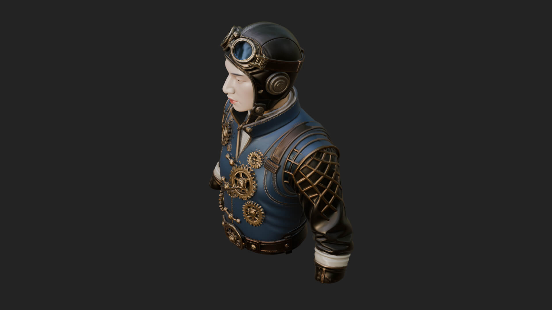 Steampunk Lady Bust Statue Design 8 3D Print Model 3D Model