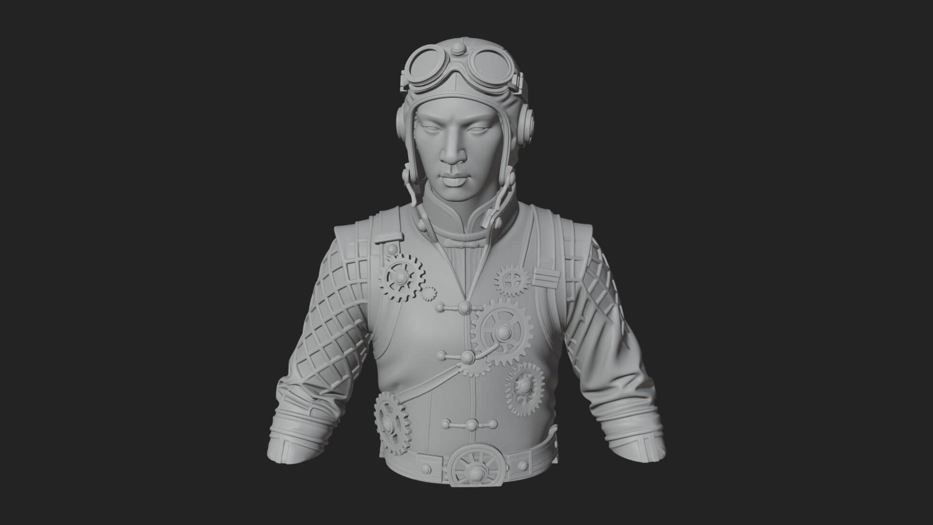 Steampunk Lady Bust Statue Design 8 3D Print Model 3D Model