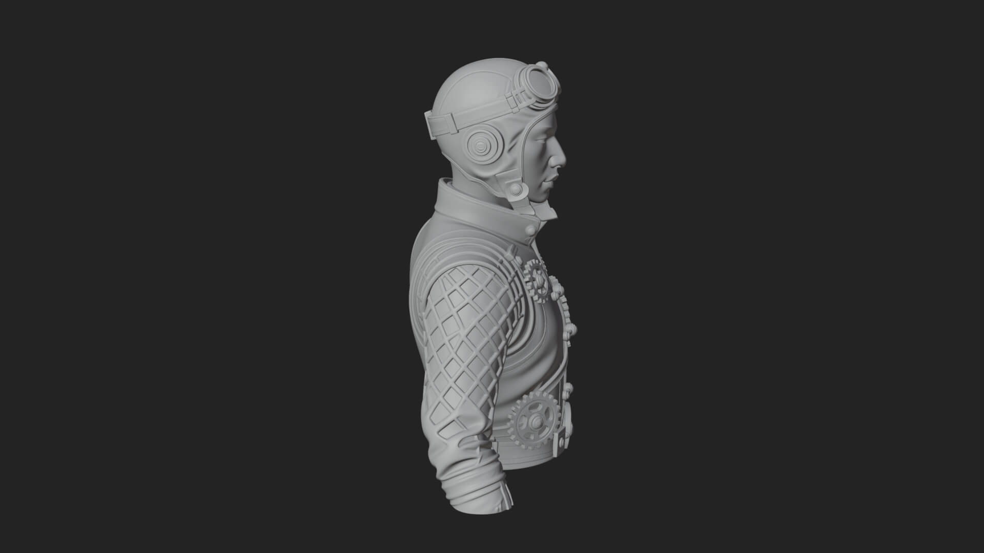 Steampunk Lady Bust Statue Design 8 3D Print Model 3D Model