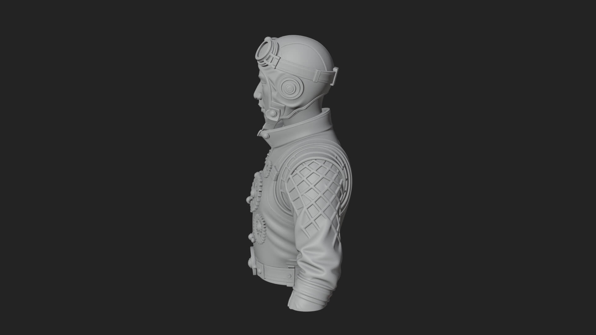 Steampunk Lady Bust Statue Design 8 3D Print Model 3D Model