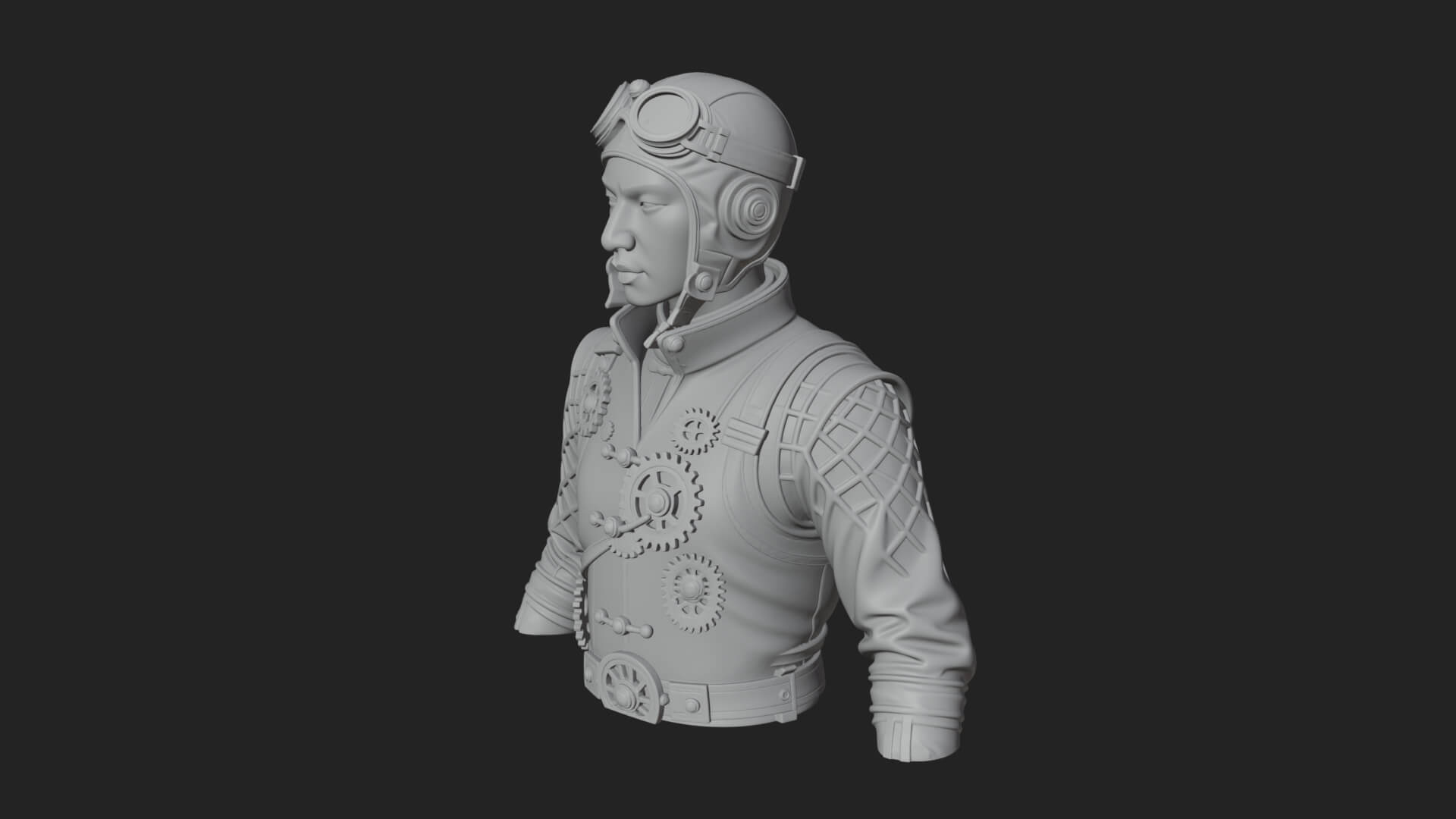 Steampunk Lady Bust Statue Design 8 3D Print Model 3D Model