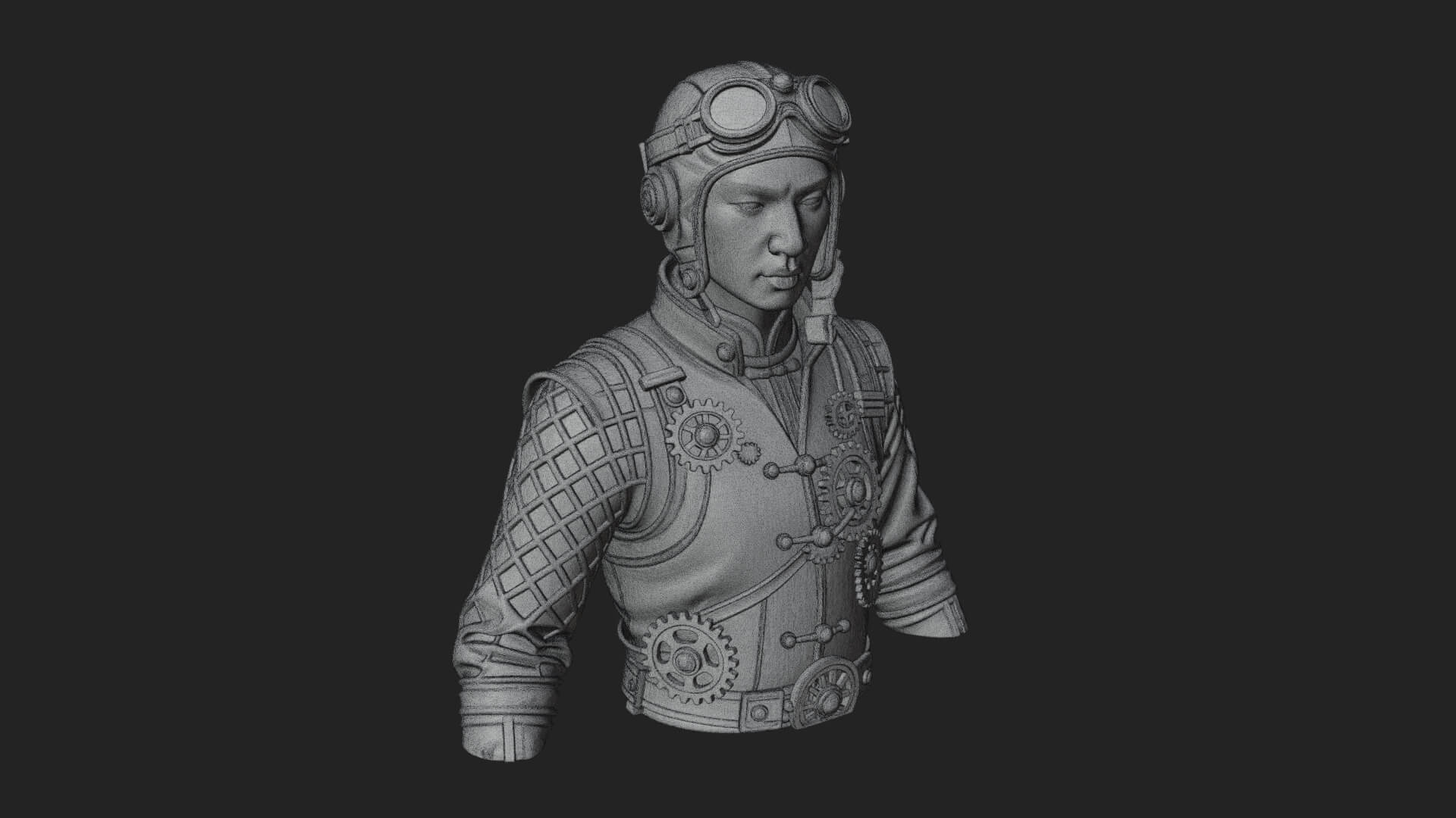 Steampunk Lady Bust Statue Design 8 3D Print Model 3D Model